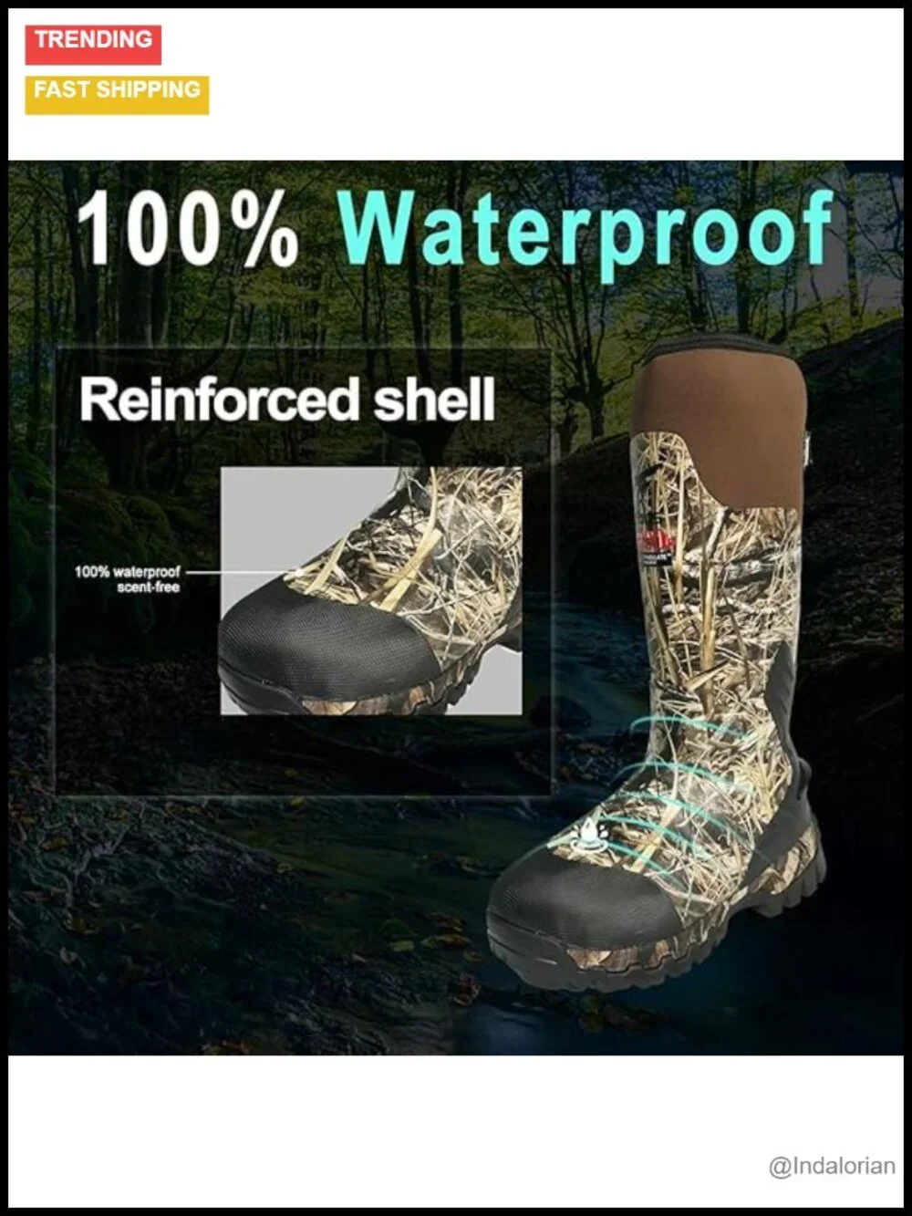 Insulated Waterproof Hunting Boots – 1000G Thinsulate, 5mm Neoprene, Rubber